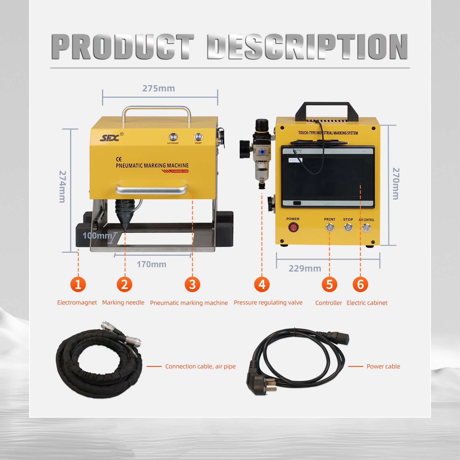 SFX 150*80mm Pneumatic Marking Machine Dot Peen Marking Machine VIN Code Frame Nameplate Engraving Machine